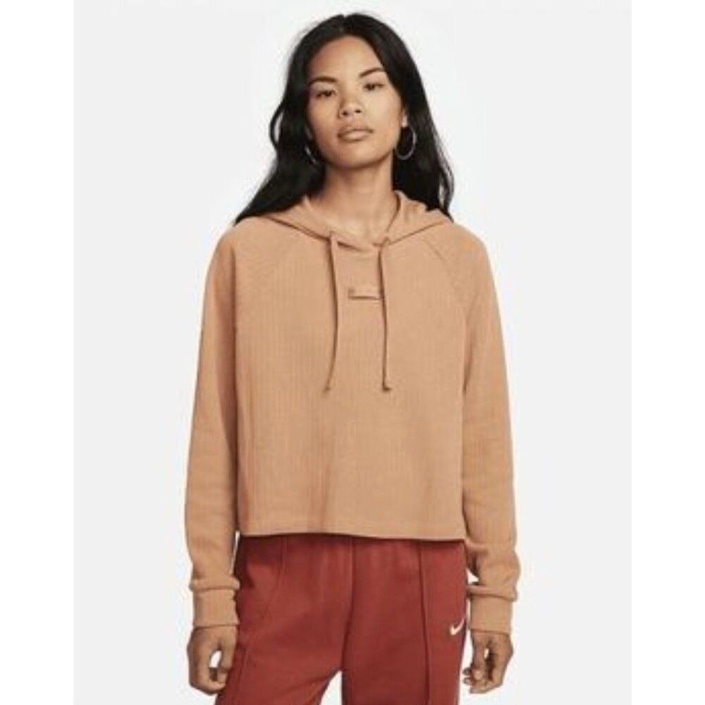 Nike Cropped Hoodie Long Sleeve Crop Top Cognac Orange Size‎ Large